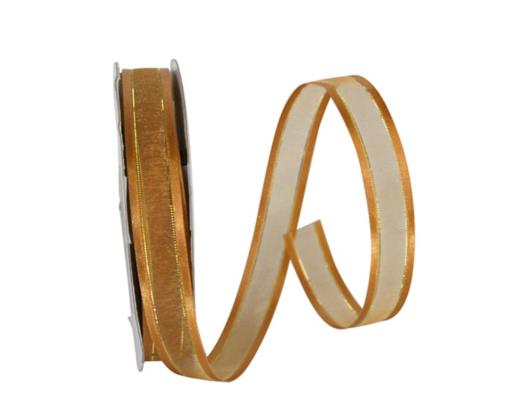 5/8" Sheer Satin Edge Metallic Ribbon, 25 Yards Antique Gold