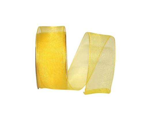 1 1/2" Elegant Woven Sheer Wired Edge Ribbon, 25 Yards Yellow