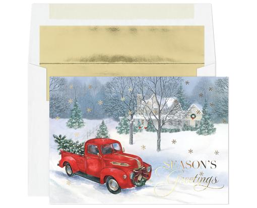 5 5/8  x 7 7/8 Folded Card Set (Pack of 16) Trucking the Tree