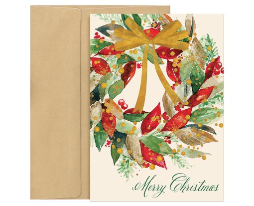 5 5/8  x 7 7/8 Folded Card Set (Pack of 16) Christmas Greens