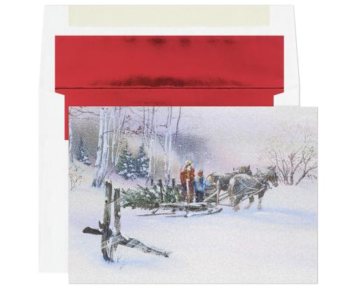 5 5/8  x 7 7/8 Folded Card Set (Pack of 16) Snow is Glistening