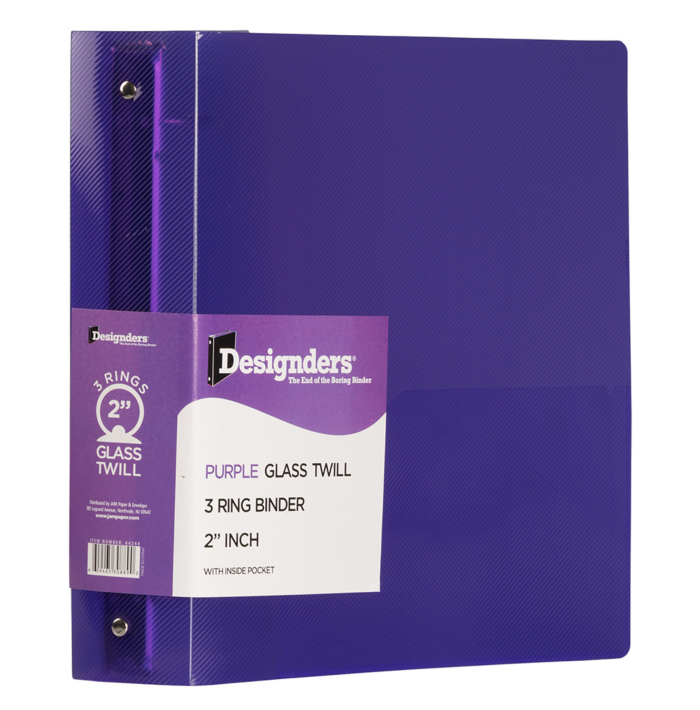 10 3/8 x 2 x 11 5/8 Plastic 2 inch Binder, 3 Ring Binder (Pack of 1) Purple