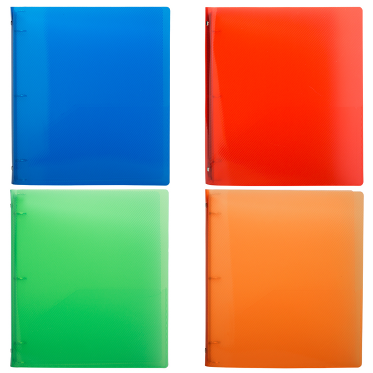10 3/8 x 3/4 x 11 5/8 Plastic 0.75 inch, 3 Ring Binders (Pack of 4) Assorted