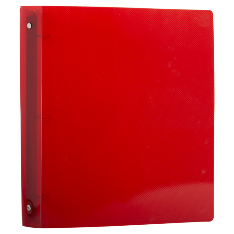 10 3/8 x 1 x 11 5/8 Plastic 1 inch Binder, 3 Ring Binder (Pack of 1) Red