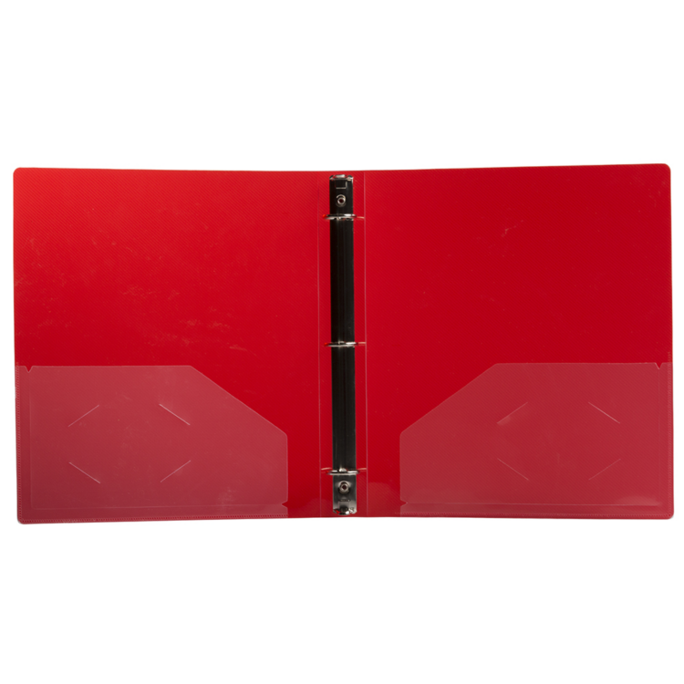 10 3/8 x 1 x 11 5/8 Plastic 1 inch Binder, 3 Ring Binder (Pack of 1) Red