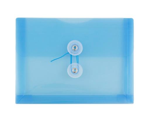 5 1/2 x 7 1/2 Plastic Envelopes with Button & String Tie Closure (Pack of 12) Blue