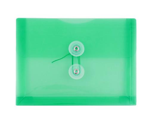 5 1/2 x 7 1/2 Plastic Envelopes with Button & String Tie Closure - Index Booklet - (Pack of 12) Green