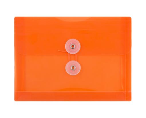 5 1/2 x 7 1/2 Plastic Envelopes with Button & String Tie Closure - Index Booklet - (Pack of 12) Orange