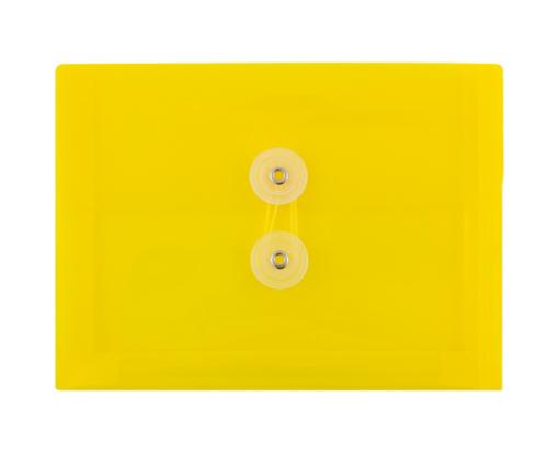 5 1/2 x 7 1/2 Plastic Envelopes with Button & String Tie Closure - Index Booklet - (Pack of 12) Yellow