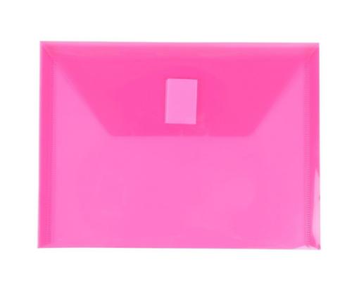 5 1/2 x 7 1/2 Plastic Envelopes with Hook & Loop Closure - Index Booklet - (Pack of 12) Fuchsia Pink