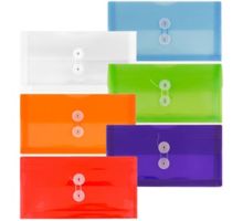 5 1/4 x 10 Plastic Envelopes with Button & String Tie Closure - #10 Booklet - (Pack of 6)