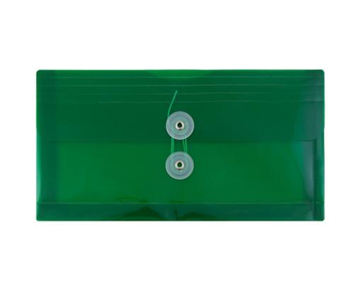 5 1/4 x 10 Plastic Envelopes with Button & String Tie Closure - #10 Booklet - (Pack of 12) Green