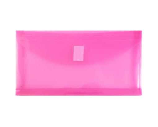5 1/4 x 10 Plastic Expansion Envelopes with Hook & Loop Closure - #10 Booklet - 1 Inch Expansion - (Pack of 12) Fuchsia Pink