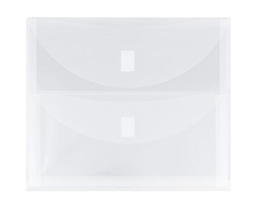 9 1/2 x 11 1/2 Plastic Multi Pocket Envelopes with Hook & Loop Closure - 2 Pockets - Letter Booklet - (Pack of 12) Clear