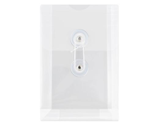 4 1/4 x 6 1/4 Plastic Envelopes with Button & String Tie Closure (Pack of 12) Clear