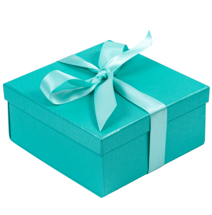 5 x 5 x 2 2/5 Collapsible Gift Box w/Lid & Satin Ribbon Tiffany