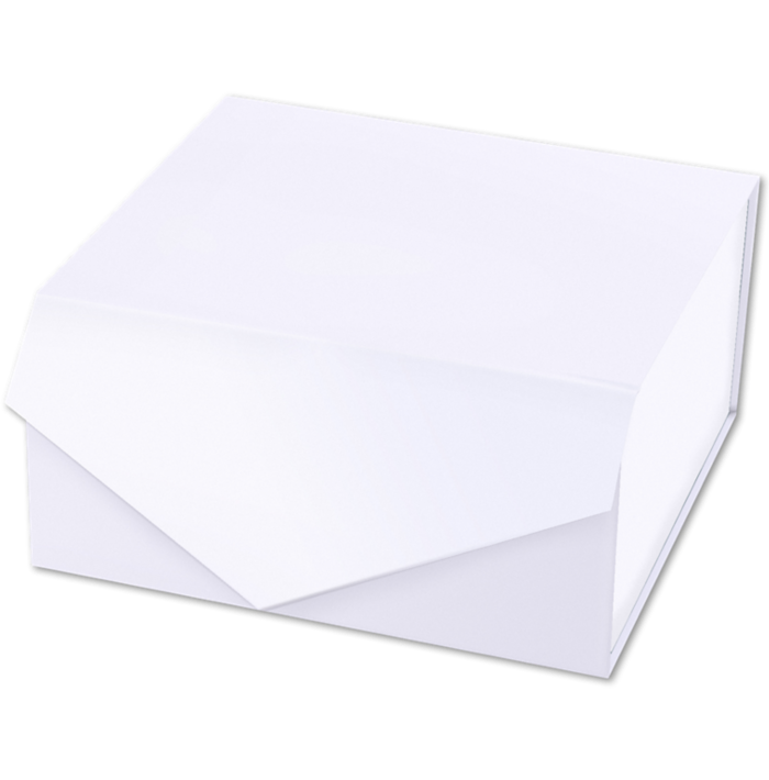 8 x 8 x 4 Collapsible Gift Box w/Magnetic Closure & 2PCS of Tissue Paper White