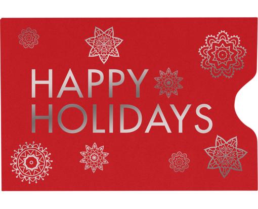 Credit Card Sleeve (2 3/8 x 3 1/2) Happy Holidays on Ruby Red