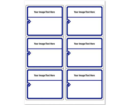 3 1/3 x 4 Rectangle (1 Color) Laser Sheet Mailing Label (6 per sheet) White w/Thick Blue Border & Blue To