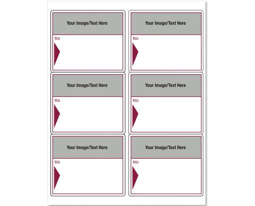 3 1/3 x 4 Rectangle (1 Color) Laser Sheet Mailing Label (6 per sheet) White w/Burgundy & Gray