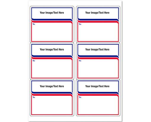 3 1/3 x 4 Rectangle (1 Color) Laser Sheet Mailing Label (6 per sheet) White w/Thin Red & Blue Border