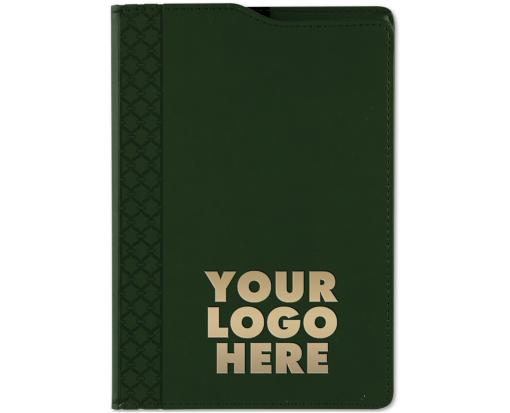 5 3/4 x 8 1/4 Recycled Leather Journal w/Pen Slot  (Custom w/Gold Foil) Dark Green w/ Gold Foil