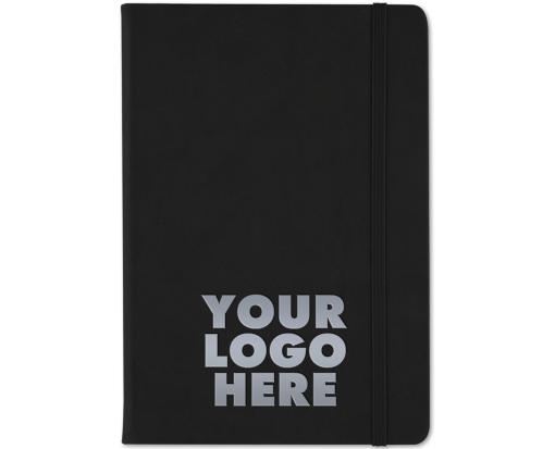 5 3/4 x 8 1/4 Recycled Leather Soft Cover Journal (Custom w/Silver Foil) Black w/ Silver Foil