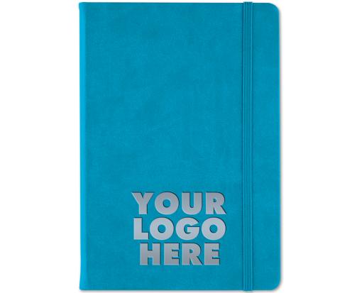 5 3/4 x 8 1/4 Recycled Leather Soft Cover Journal (Custom w/Silver Foil) Light Blue w/ Silver Foil