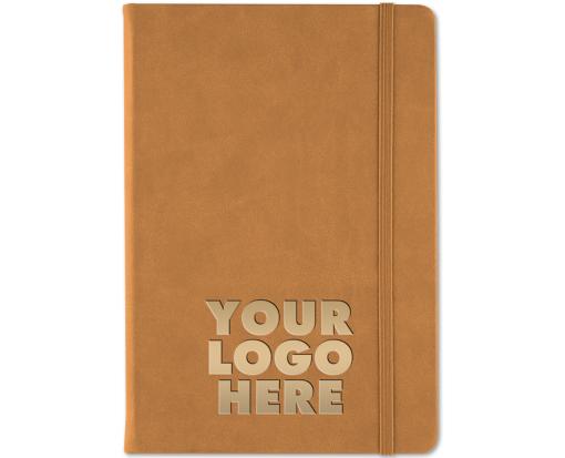 5 3/4 x 8 1/4 Recycled Leather Soft Cover Journal (Custom w/Gold Foil) Tan w/ Gold Foil