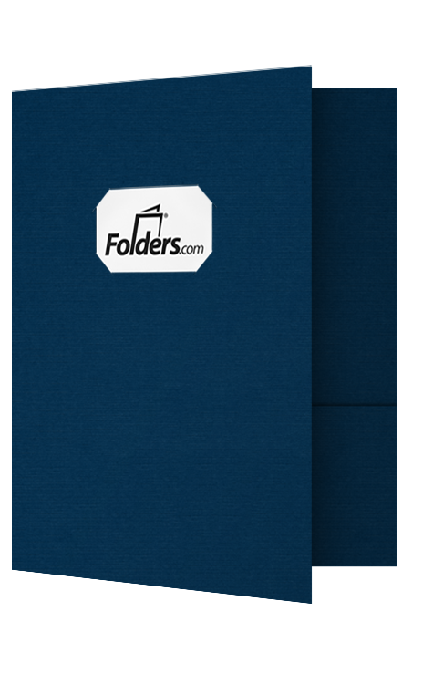 Blank 9 x 12 Presentation Folder w/Front Cover Center Card Slits-Nautical Blue Linen | Folders.com