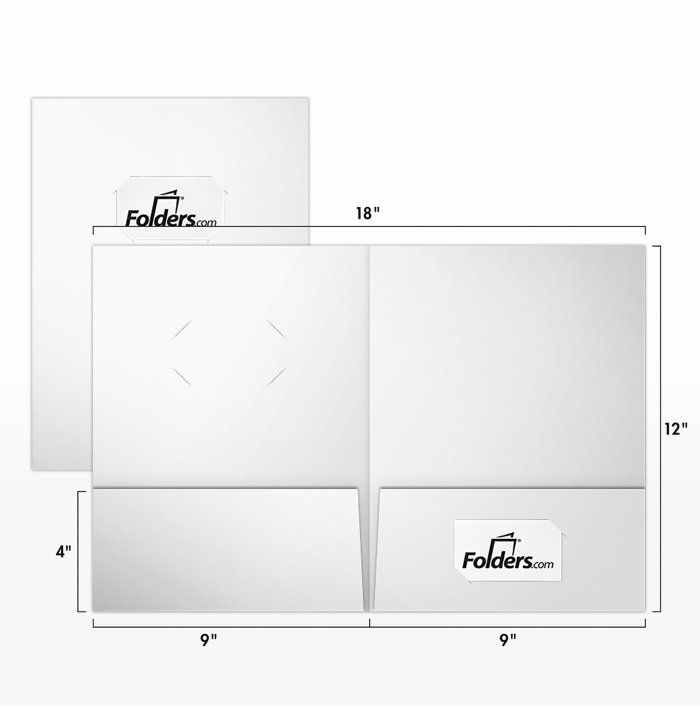 9 x 12 Presentation Folder w/Front Cover Center Card Slits White Gloss