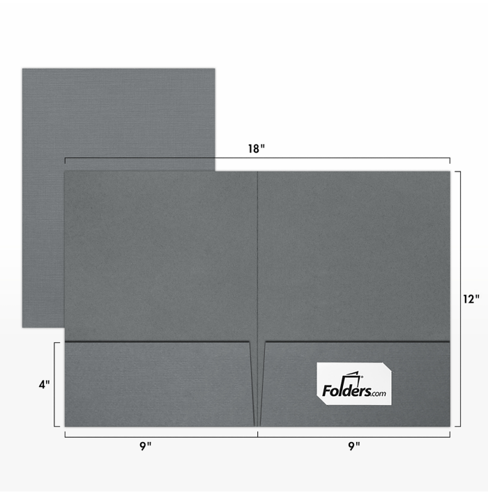 Blank 9 x 12 Presentation Folder w/Front Cover Lower Right Card Slits-Sterling Gray Linen ...