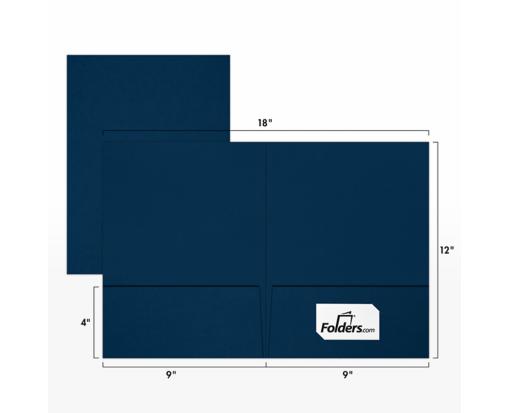 9 x 12 Presentation Folder w/Front Cover Lower Right Card Slits Nautical Blue Linen
