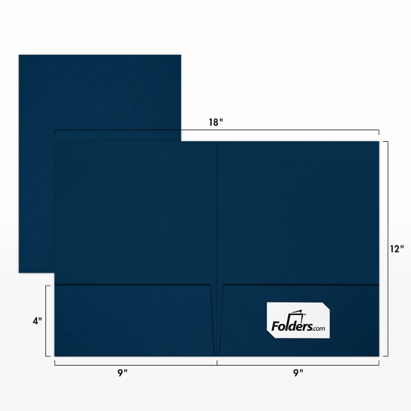 9 x 12 Presentation Folder w/Front Cover Lower Right Card Slits Nautical Blue Linen