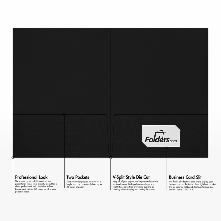 9 x 12 Presentation Folder Black Linen