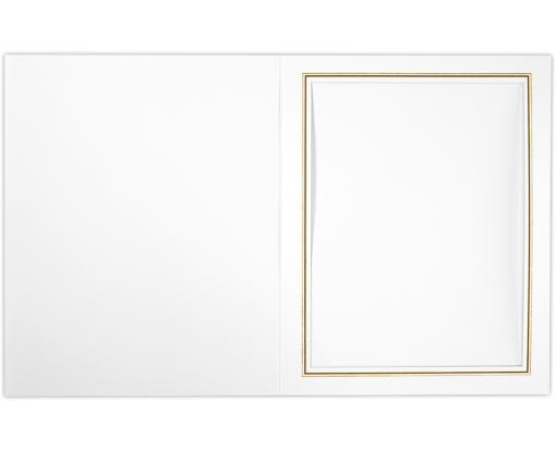 8 x 10 Portrait Photo Holder White Linen w/Gold Foil