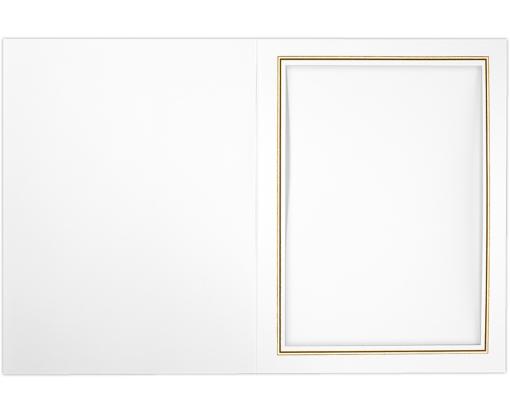 6 x 8 Portrait Photo Holder White Linen w/Gold Foil