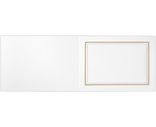 5 x 7 Landscape Photo Holder White Linen w/Gold Foil