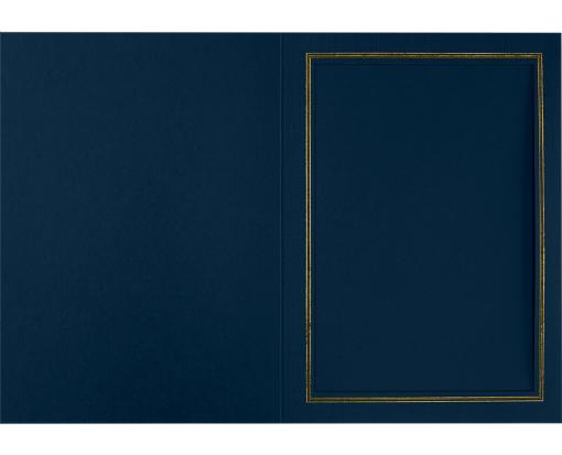 5 x 7 Portrait Photo Holder Nautical Blue Linen w/Gold Foil