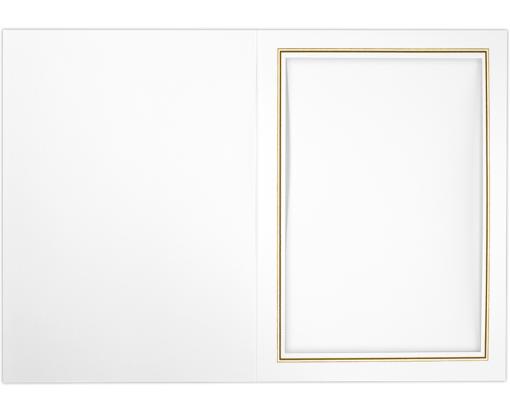 5 x 7 Portrait Photo Holder White Linen w/Gold Foil