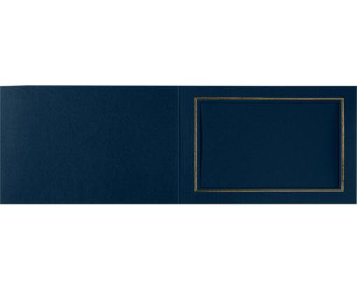 6 x 4 Landscape Photo Holder Nautical Blue Linen w/Gold Foil