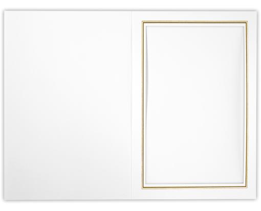 4 x 6 Portrait Photo Holder White Linen w/Gold Foil