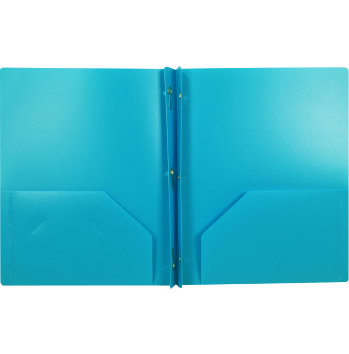 Blank 9 x 12 Presentation Poly Folders w/ BradsLight Blue