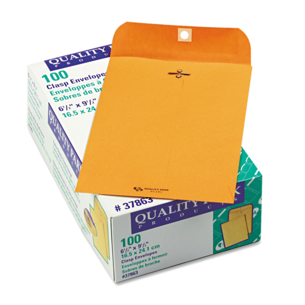 6 1/2 x 9 1/2 Clasp Envelope (Box of 100) 28lb. Brown Kraft