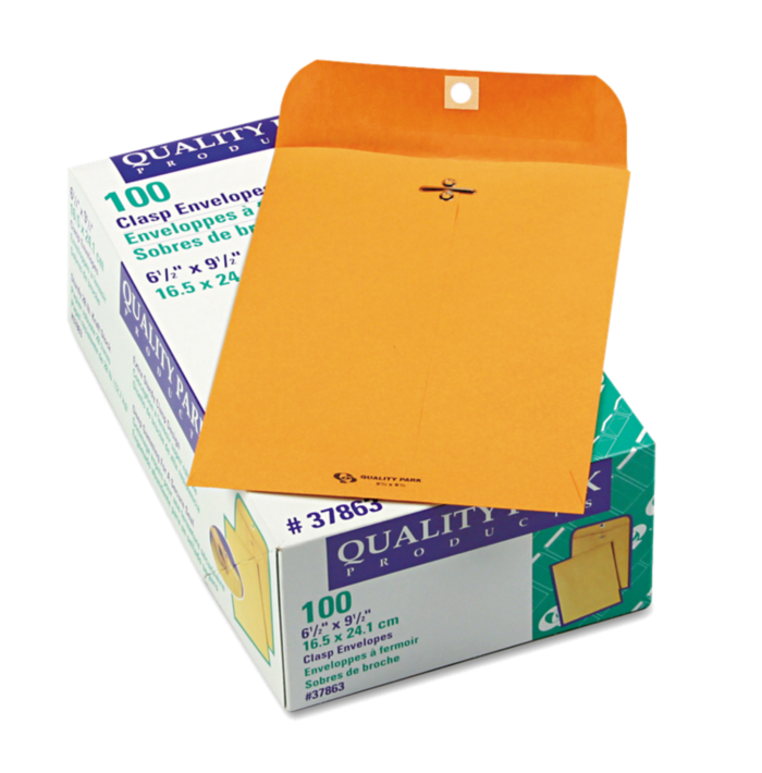 6 1/2 x 9 1/2 Clasp Envelope (Box of 100) 28lb. Brown Kraft