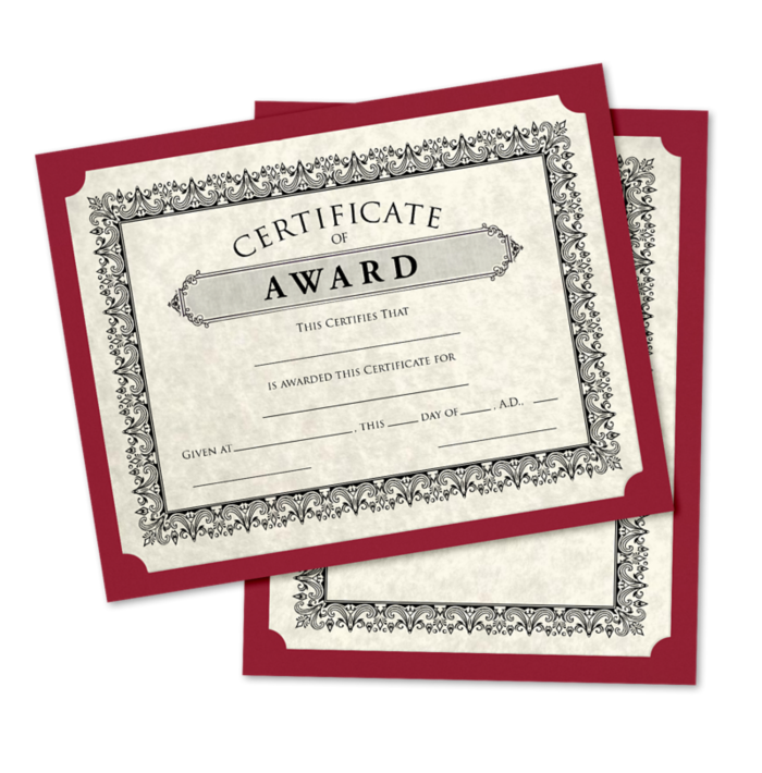 Blank 9 1/2 x 12 Single Certificate