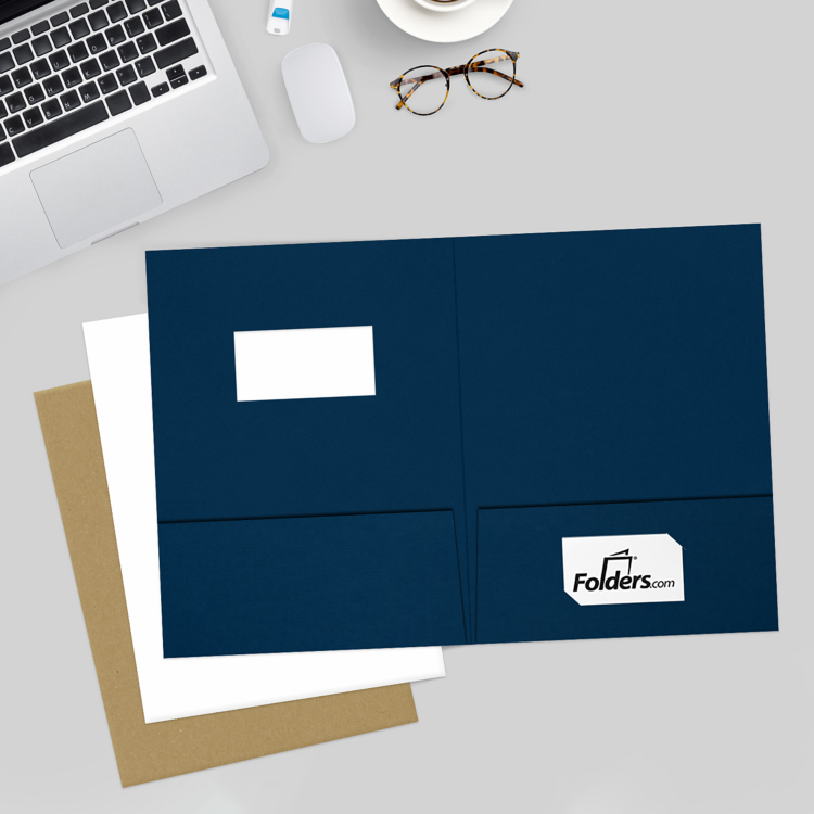 Blank 9 x 12 Presentation Folder w/Front Cover WindowNautical Blue