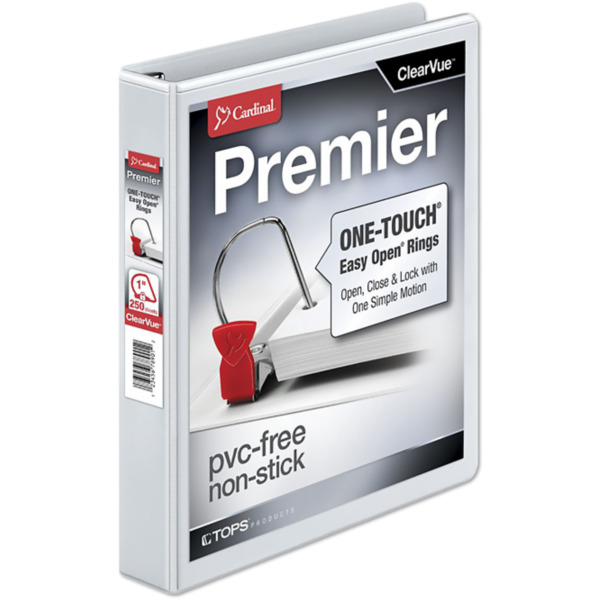 1" Easy Open Locking Slant-D Ring Binder White