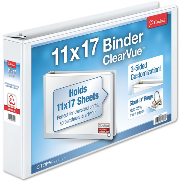 2" Non-Locking 11 x 17 Slant-D Ring Binder White