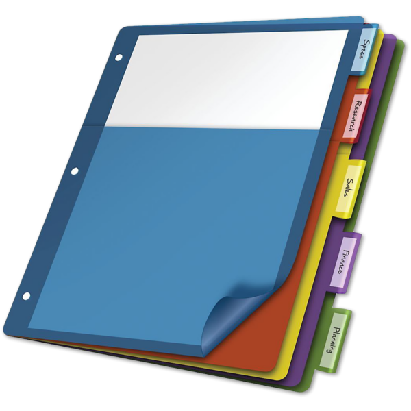 Blank Single Pocket Poly Divider (5 Tab)Assorted